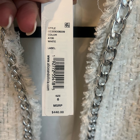 Alice + Olivia Zeta Cropped Box Jacket with Chain Trim - Picture 6 of 9